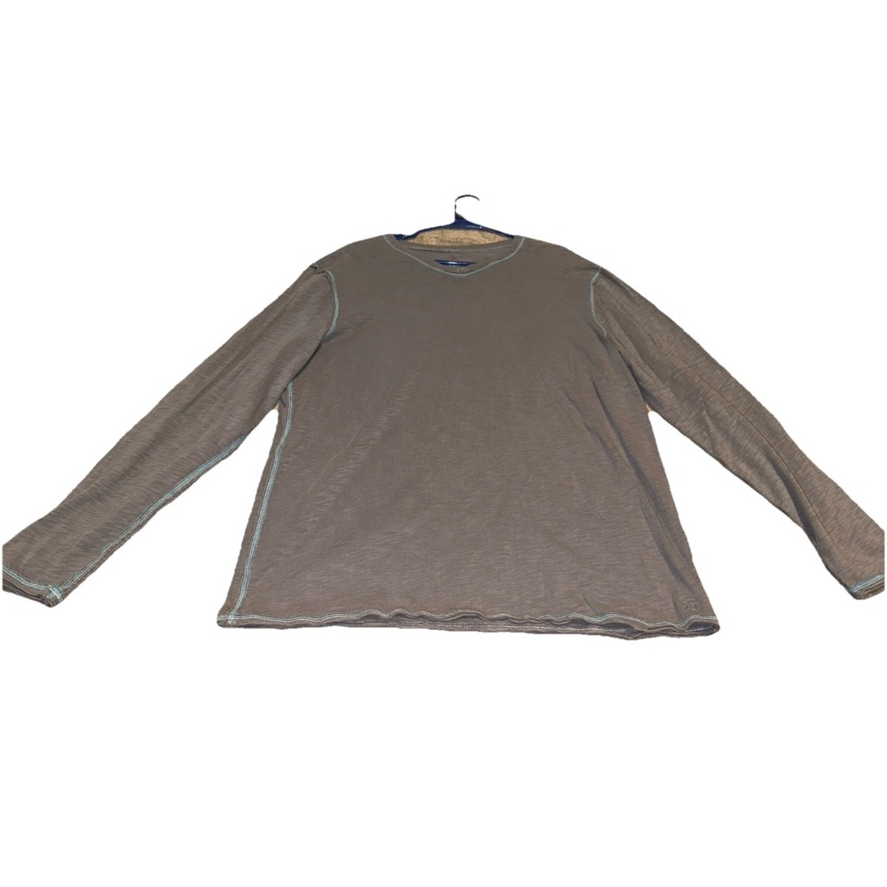 True Grit Los Angeles V‎ Neck Long Sleeve Gray Shirt Sz Large Mens